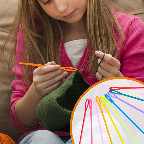 LOVEINUSA 100PCS Plastic Needles for Kids, Large Eye Yarn Needles for DIY Stitchery Plastic Sewing Needles Tapestry...