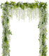 Lvydec Wisteria Artificial Flowers Garland, 4Pcs Total 28.8ft White Artificial Wisteria Vine Silk Hanging Flower for Home Garden Outdoor Ceremony ...