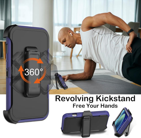 for iPhone 12 Case,iPhone 12 Pro Case with Belt Clip Holster,Built-in Screen Protector,Heavy Duty Shockproof Drop Protection Military Grade Rugged...