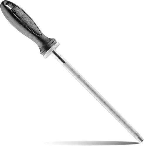 Knife Sharpener Rod, Little Cook 12 inch Knife Sharpening Steel, Knife Sharpening Rod with Ergonomic PP Handle (black)...