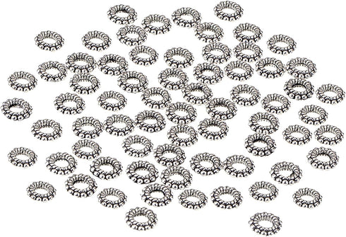 PH PandaHall 200pcs Large Hole Spacer Beads Tibetan Alloy Antique Silver Donut Rondelle Jewelry Spacers for Bracelet Jewelry Making, 8x2mm, Hole: ...