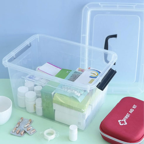 1-Pack Plastic Storage Box, Clear Latch Box with Handle and Lid, 10 L...