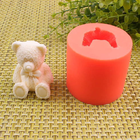 2Pcs 3D Baby Bear Silicone Candle & Soap Teddy Bear Chocolate & Candy Mold...