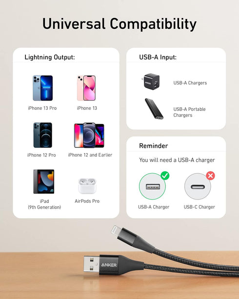 Anker Powerline+ II Lightning Cable (10 ft) MFi Certified Charger Cable, Extra Long iPhone Charging Cord, Compatible with iPhone SE / 11 Pro Max/X...