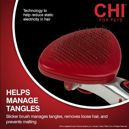 CHI for Cats High-End Self Cleaning Slicker Brush, Perfect for Indoor Cats, Effective Cat Hair and Shedding Brush, Best Pet Brush for Grooming Lon...