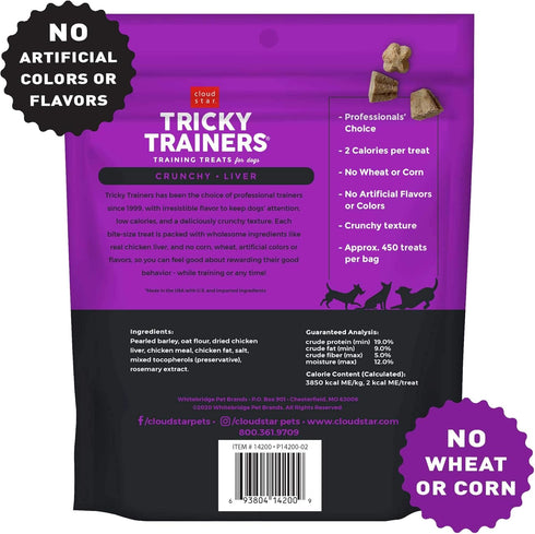 Cloud Star Tricky Trainers Crunchy Dog Training Treats 8 oz Pouch, Chicken Liver Flavor, Low Calorie Behavior Aid with 450 treats...