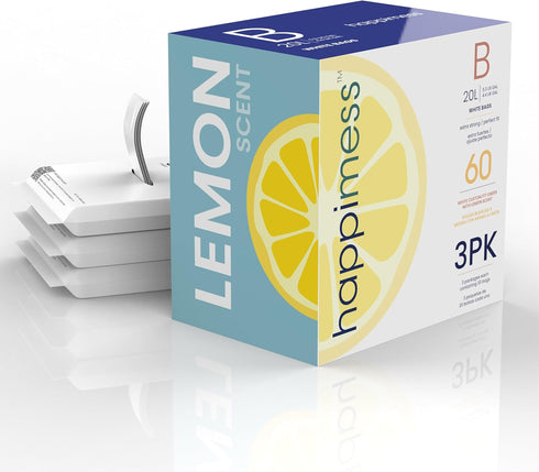 happimess HPM3100B-WHITE 5.3-Gallon Lemon Scented Drawstring Trash Can Liner, White (60-Count, 3-Packs of 20 Liners)...
