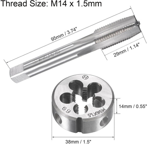 uxcell M14 x 1.5mm Metric Tap and Die Set, Machine Thread Screw Tap with Round Threading Die, Tap & Die Kit for Nut Screw Bolt Thread Repair...