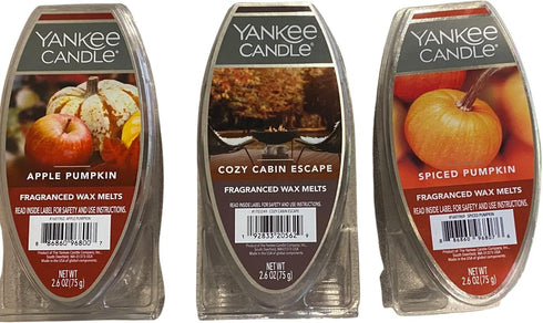 Yankee Candle Fall/Autumn Fragranced Wax Melt/Tart 3 Pack Random Fall Scents with 8x10 Burlap Bag and Bonus 2 Random Tea Lights...