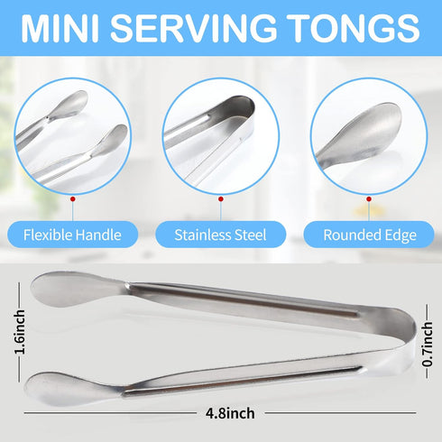 18PCS Mini Tongs for Appetizers, 5Inch Serving Tongs, Ice Tongs Appetizer Tongs, Small Tongs for Serving Food, Kitchen Utensils for Sugar Cubes, C...
