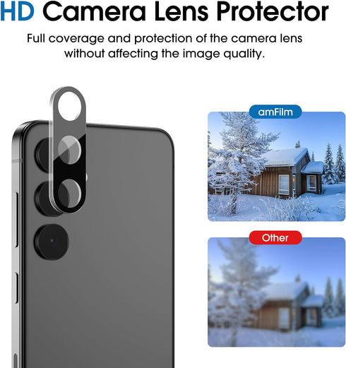 amFilm 2+2 Pack OneTouch Privacy Screen Protector for Samsung Galaxy S24 6.2 inch + Camera Lens Protector, Tempered Glass, 30 Seconds Auto-Alignme...