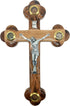 Zuluf 10.6" Olive Wood Wall Crucifix Catholic Hanging Cross with Relics Holy Essences Orthodox Holy Land Gift CRS033...