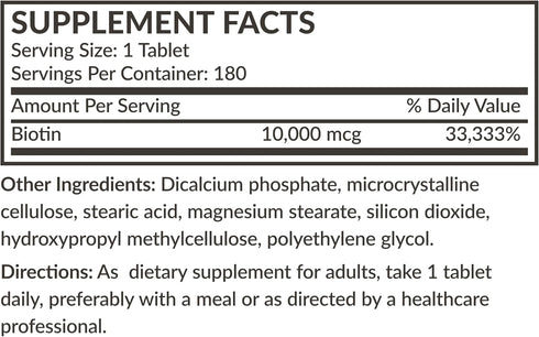 Futurebiotics Biotin 10,000 MCG High Potency Tablets Supports Healthy Hair, Skin & Nails & Energy Production, Non-GMO, 180 Vegetarian Tablets...