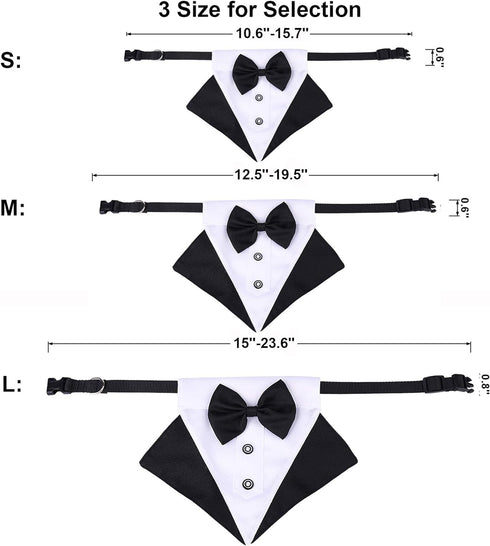 ADOGGYGO Formal Dog Tuxedo Wedding Dog Bandana Collar Dog Collar with Bow Tie Adjustable Dog Bowtie Collar Bandana for Small Medium Large Dog Pet ...