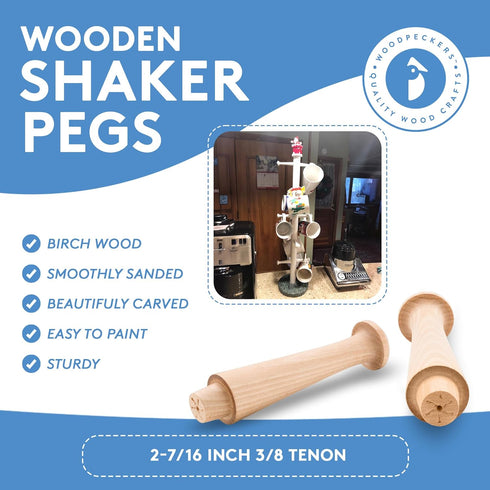 Wooden Shaker Pegs 2-7/16-inch w/ 3/8-inch Tenon, Pack of 50 DIY Wooden Wall Hooks, Wood Hooks for Hanging Shaker Peg Rail and Coat/Hat/Towel Hook...
