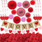 Jofan Valentines Decor Kit with 1 LOVE Banner, 1 Hearts Felt Garland, 6 Paper Fans, 6 Paper Flower Balls, 6 Hanging Swirls, 200 Rose Petals for Va...