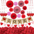 Jofan Valentines Decor Kit with 1 LOVE Banner, 1 Hearts Felt Garland, 6 Paper Fans, 6 Paper Flower Balls, 6 Hanging Swirls, 200 Rose Petals for Va...