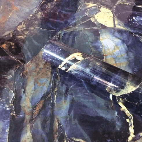 Blue Stone Adhesive Marble Paper Granite Look Marble Effect Gloss Vinyl Peel and Stick Countertops Covering Sticker Sheet Roll 15.8inch by 79inch ...