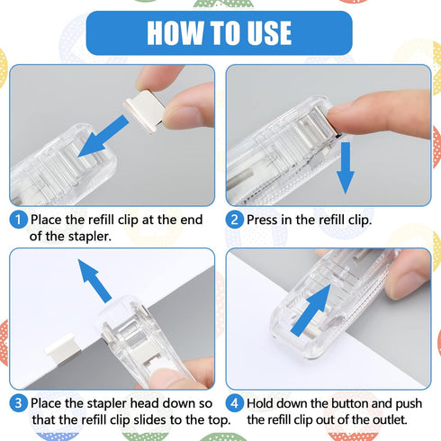 3 Pack Paper Clam Portable Handheld Paper Clip Dispenser 30 Sheet Capacity with 50 Pcs Reusable Colorful and 124 Pcs Silver Clips Fast Paper Clipp...