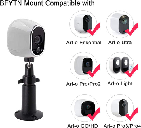 BFYTN Security Camera Wall/Ceiling Mount, Adjustable Indoor/Outdoor Mount Compatible with Arlo Pro/2/3/Ultra, & Others - Stick Up Cam Battery, euf...