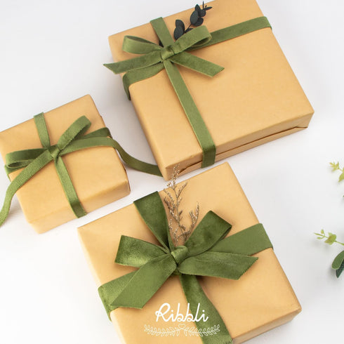 Ribbli Sage Velvet Ribbon Double Faced 3/8 Inch 10-Yard Spool Spring Moss Ribbon Use for Christmas Tree Ornaments Gift Wrapping Wreath Decoration ...