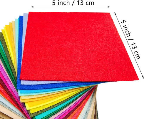 Jtnohx Felt Sheets, 32 Pcs Felt Fabric, 5"×5" Color Felt for Crafts, Stiff Craft Felt Square for for Sewing and Festivals Party...