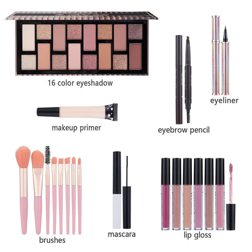 Teen Makeup Kit For Girl Include Eyeshadow Palette,Eyeliner,Makeup Brush Set,Lipgloss Set,Mascara, Eyebrow Pencil Make up Set Gift for Women Full ...