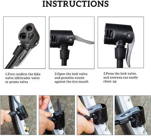 Bike Pump, Air Bicycle Pump Inflator with Pressure Gauge for Presta and Schrader Valve Tire Ball Bike Portable Pumps 160PSI...