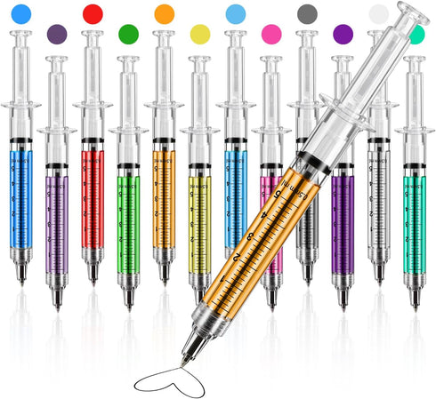 12Color Syringe Pen Bulk Party Favors Writes In Black Ink, MultiColor Fun Nurse pens, Imaginary Doctor Play, Nursing School Supplies Office Home S...