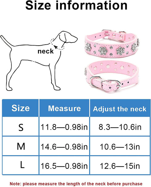 Rhinestone Dog Collar, Cute Flower Rhinestone Cat Dog Collar Bling Collar PU Leather Collar Adjustable Sizes Small Medium Large (L:31-37cm, Pink)...