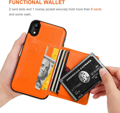 KIHUWEY Compatible with iPhone XR Wallet Case Credit Card Holder, Premium Leather Kickstand Durable Shockproof Protective Cover for iPhone XR 6.1 ...