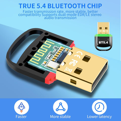 USB Bluetooth 5.4 Adapter for PC 2024, Plug & Play Bluetooth Dongle Receiver BR+EDR+BLE+LMP13.X, Long Range Support Windows 11/10/8.1 for Desktop ...