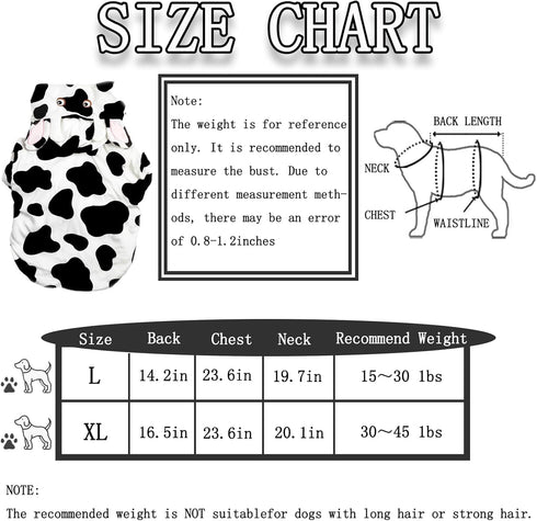 Cow pet Clothing, Small and Medium-Sized cat and Dog Clothing, Modeling Cow Role-Playing Dog and cat Clothing, Suitable for Spring, Autumn and Win...