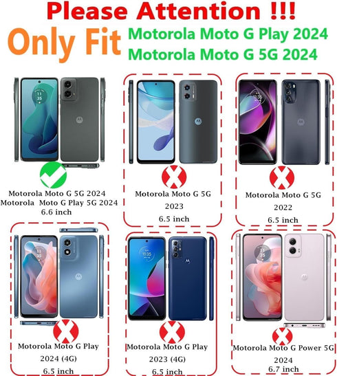 for Moto G 5G 2024/ Moto G Play 5G 2024 Case, with Belt Clip,Tempered Glass Screen Protector, Heavy Duty Shockproof Drop Protective Rugged Tough D...