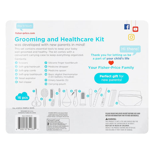 Fisher-Price 16-Piece Baby Grooming & Healthcare Kit, Newborn Essentials Gift Set, Baby Care Kit...