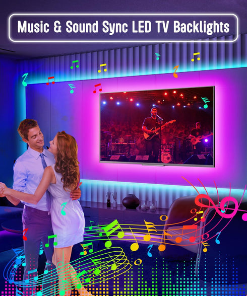 TV LED Backlight,13.1FT LED Lights for TV 43-55 inch,LED Lights That Sync with TV,Music Sync TV LED Lights,TV Lights Behind TV Backlight with Remo...