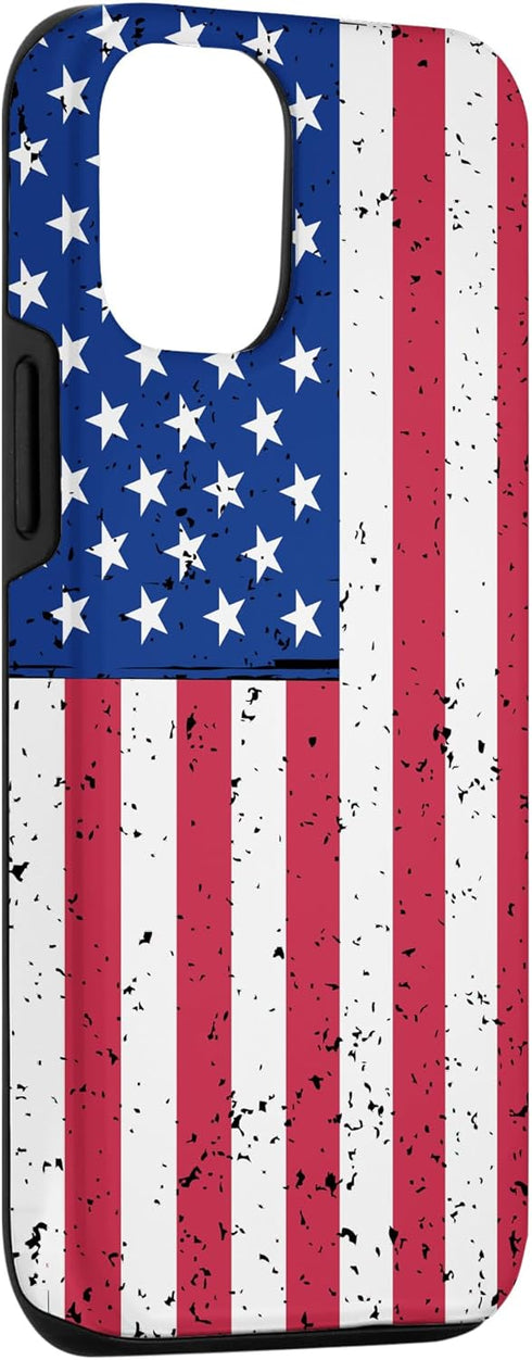 iPhone 12/12 Pro US Flag Vintage Phone Case Red White and Blue American Flag Case...