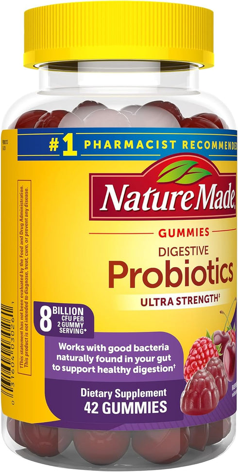 Nature Made Ultra Strength Digestive Probiotics, Probiotics for Women and Men, 42 Probiotic Gummies, 21 Day Supply...