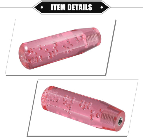 Gear Shift Knob Stick, 15cm Faux Crystal Transparent Bubble Gear Shifter Universal for Manual Transmission Vehicle Durable Acrylic Pink with Adapt...