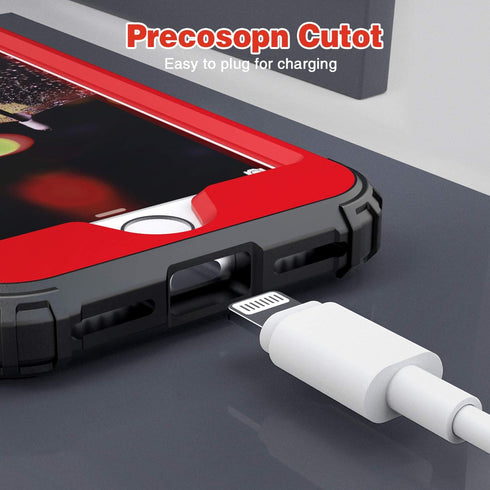 IDweel for iPhone SE 2020 Case with Screen Protector,Case for iPhone SE 2022, Sturdy 3 in 1 Shock Absorption Slim Fit Heavy Duty Hard PC Cover Sof...