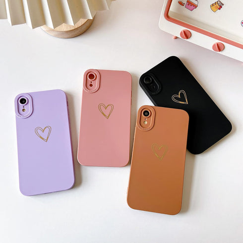 Qokey for iPhone XR Case(2018 6.1"), Side&Back Cute Plated Love Heart with Anti-Fall Lens Cameras Cover Protection Soft TPU Shockproof Anti-Finger...