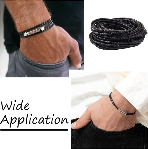 Pandahall 10.93 Yards Round Braided Genuine 4mm Boho Leather Cord Leather Strip Cord Braiding String for Bracelet Necklace Beading Jewelry DIY Cra...