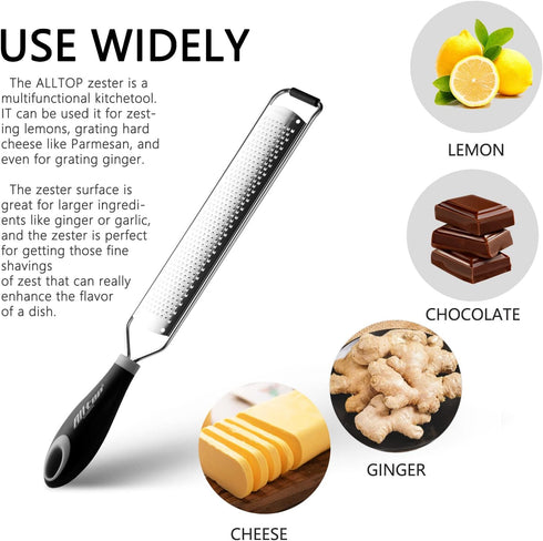 ALLTOP Lemon Zester, Hand-held Stainless Steel Food Grater,Pro Kitchen Tool for Cheese Parmesan Vegetable Ginger Garlic Nutmeg Citrus Lime Orange ...