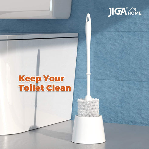 JIGA 3 Pack Toilet Brush and Holder Set, Toilet Bowl Brush with Caddy Bathroom Stiff Bristles Toilet Scrub Brush, White...
