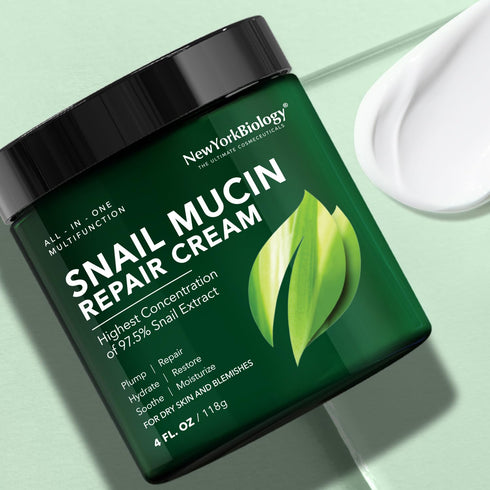 New York Biology Face Cream - 97.5% Korean Snail Mucin - 4 Fl Oz - 100 g - Face Moisturizer for Dry Skin - Skin Care Moisturizing and Hydrating Fa...