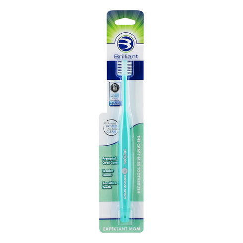 Brilliant Oral Care Expectant Mom Toothbrush, a Pregnancy Must Have with Gentle, Extra Soft Bristles, Round Head for Sensitive Teeth and Gums, Aqu...