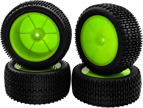 OD 88mm/3.46" Rubber Tire Front Rear Tyre & Plastic Wheel Rims 12mm Hex Hub Compatible with Redcat Tornado Shockwave HPI HSP Kyosho Losi 1/10 Scal...