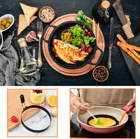 8" Omelet Ring for Griddle,2 Packs Non-stick Stainless Steel Omelette Ring Pancake Rings Crepes Rings Griddle Omelet Ring Egg Ring Crumpet Ring Om...