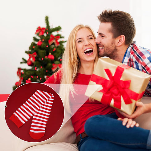 2 Pair Womens Striped Knee High Socks for Women Striped Thigh High Socks Long Tube Socks Striped Stockings Sport Athletic Stripe Socks...