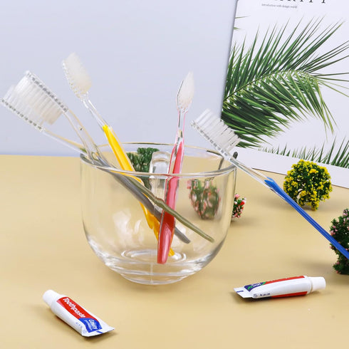 30 Pack Disposable Toothbrushes with Toothpaste (5 Colors)...